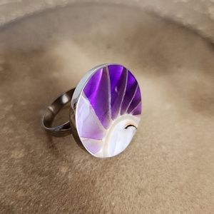 Purple Shell Adjustable Large Statement Ring